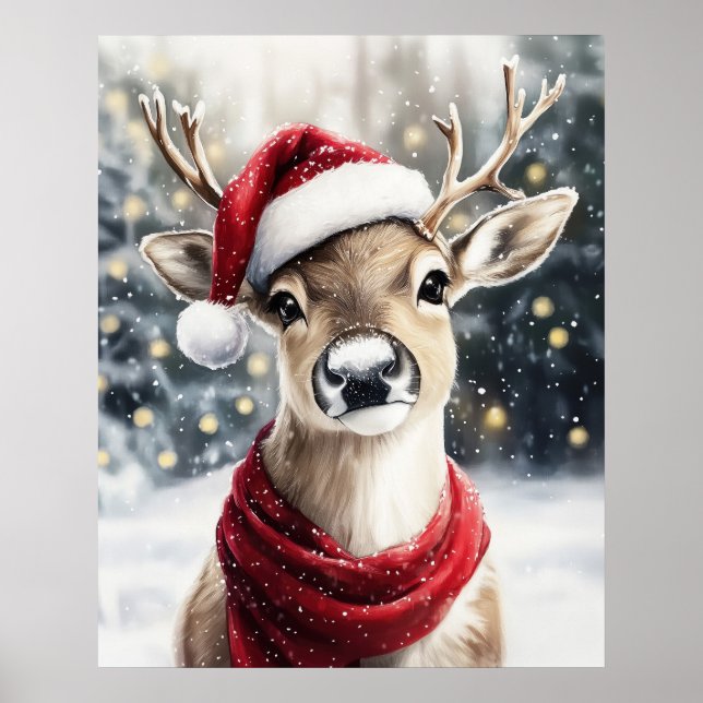Poster Christmas Reindeer Wall Art (Devant)