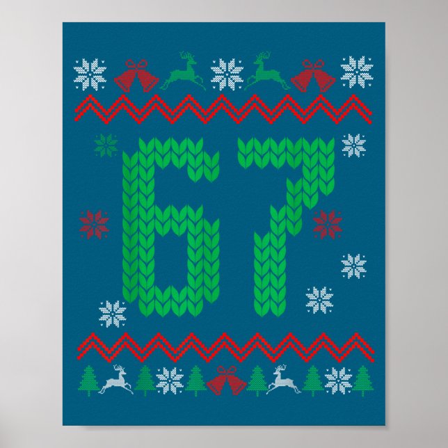 Poster Christmas Santa 67 Six Seven Meme Ugly Sweater  (Devant)