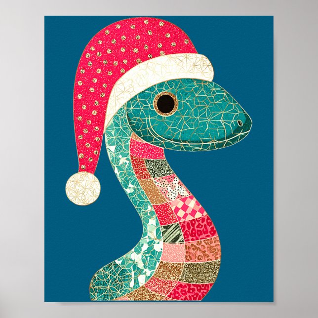 Poster Christmas Snake Santa Hat Holiday Fun Premium Tri- (Devant)