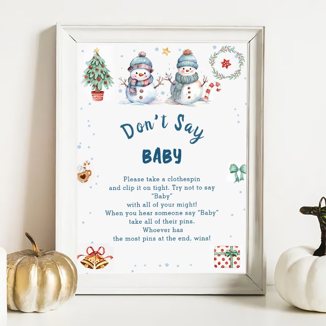 Poster Christmas Snowma"Don't Say Baby" Baby shower Jeu (Créateur téléchargé)