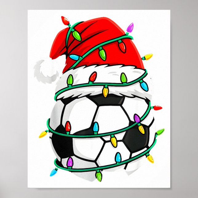 Poster Christmas Soccer Santa Hat Lights Santa Srts Xmas  (Devant)
