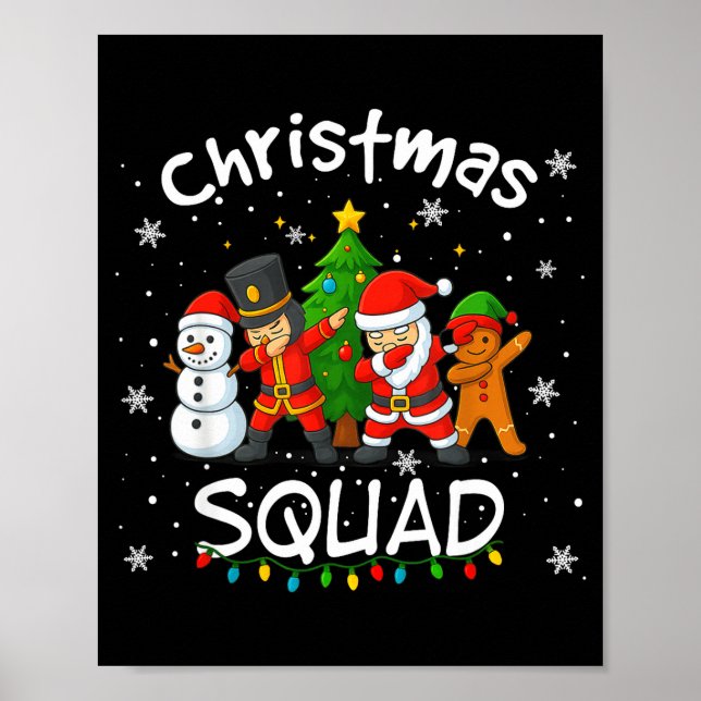 Poster Christmas Squad Funny Matching Santa Reindeer Snow (Devant)