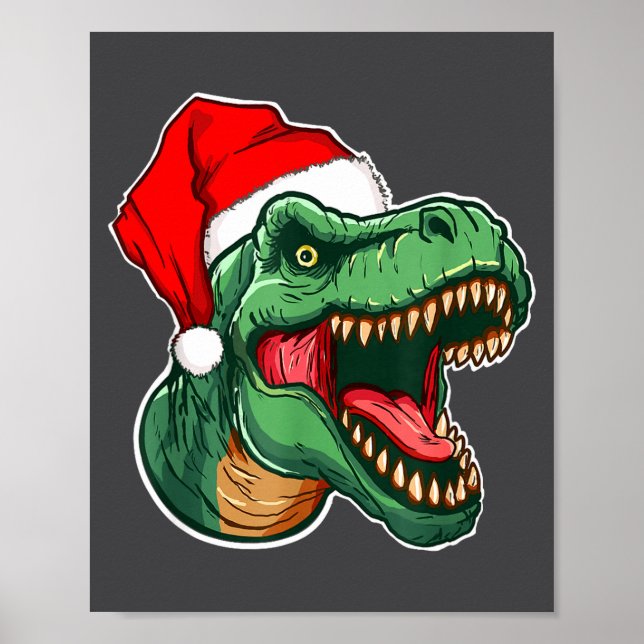 Poster Christmas T-rex  (Devant)