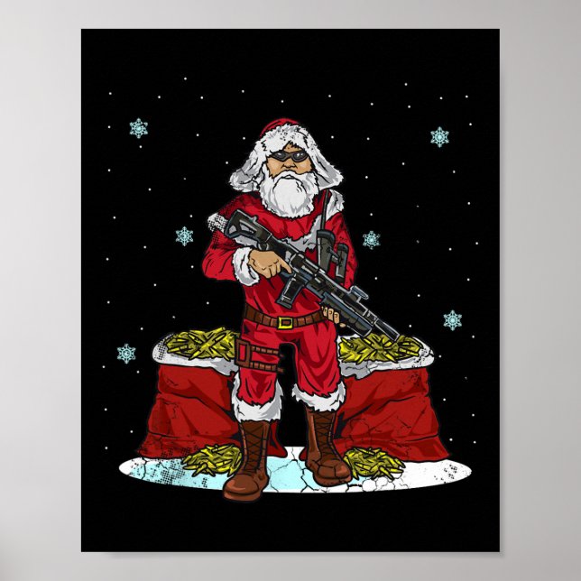 Poster Christmas Tactical Santa Claus 2nd Amendment Gun R (Devant)