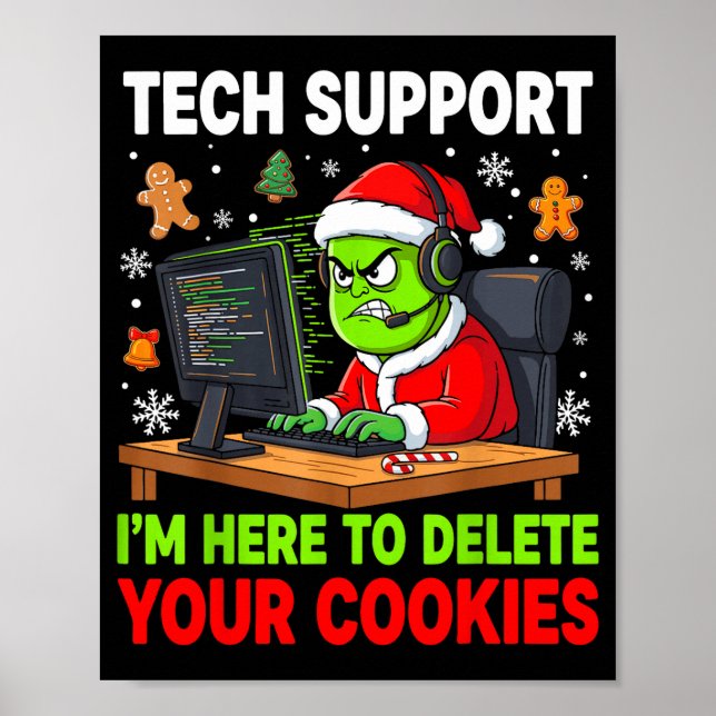 Poster Christmas Tech Suprt Here To Delete Cookies Holida (Devant)
