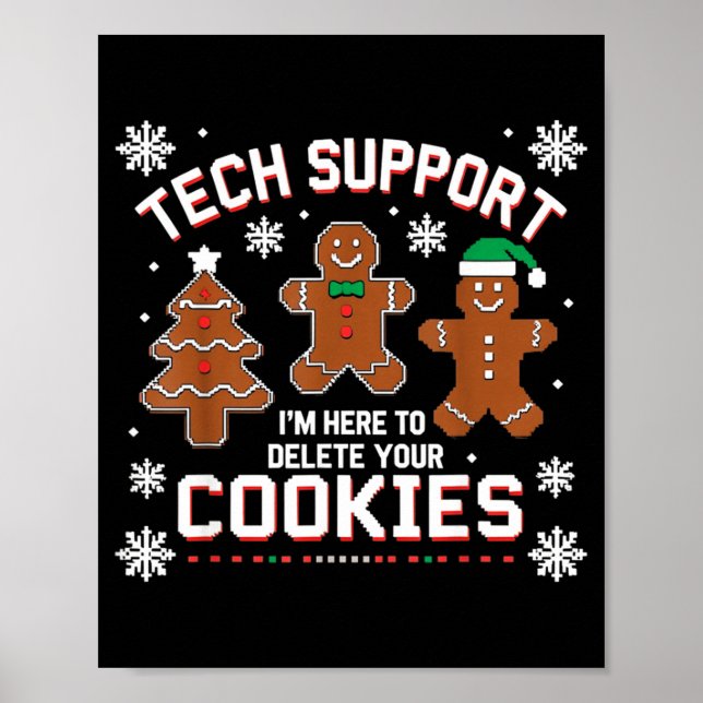 Poster Christmas Tech Suprt Here To Delete Cookies Xmas M (Devant)