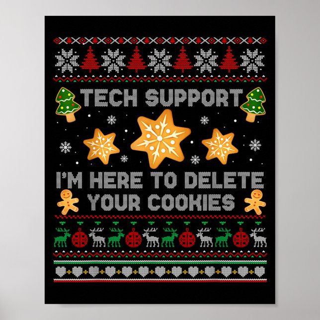 Poster Christmas Tech Suprt Here To Delete Cookies Xmas P (Devant)