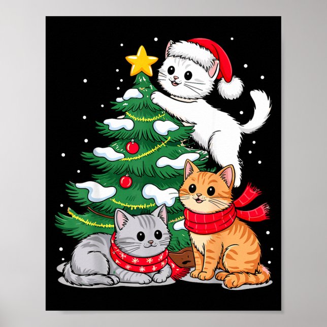 Poster Christmas Tree Cats Xmas  (Devant)