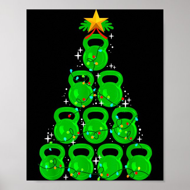Poster Christmas Tree Kettlebell Xmas Gym Workout Fitness (Devant)