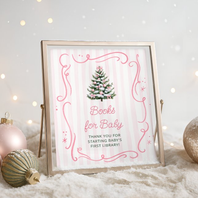 Poster Christmas Tree Pink Baby Shower Books for Baby (Créateur téléchargé)
