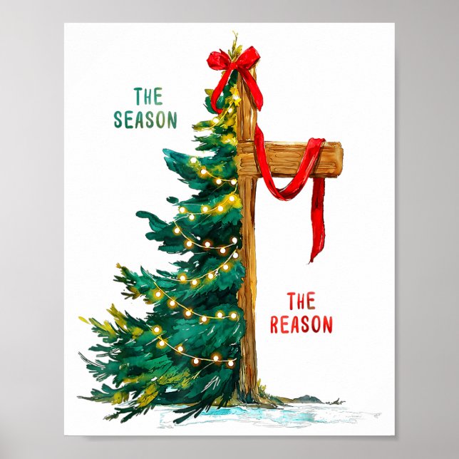 Poster Christmas Tree The Season Jesus Cross The Reason  (Devant)