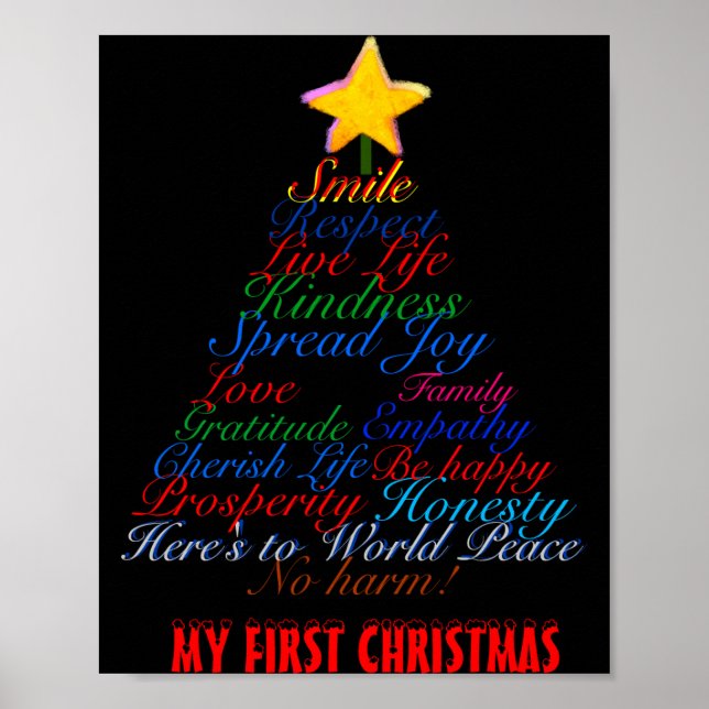 Poster Christmas Tree Tygraphy Babys First Christmas Baby (Devant)