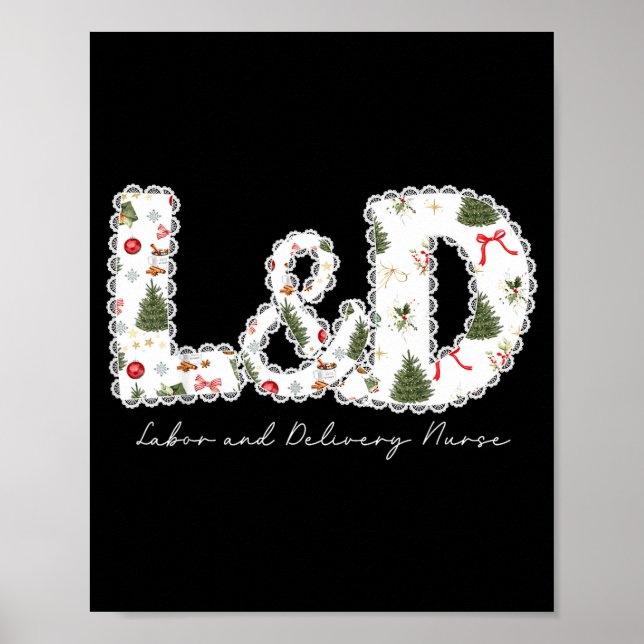 Poster Christmas Trees Labor And Delivery Nurse Xmas Gift (Devant)