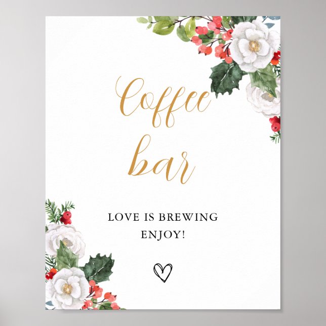 Poster Christmas Winter Coffee Bar Table Sign (Devant)