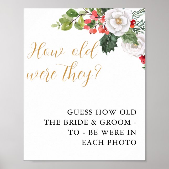Poster Christmas Winter How Old Were They Bridal Shower (Devant)