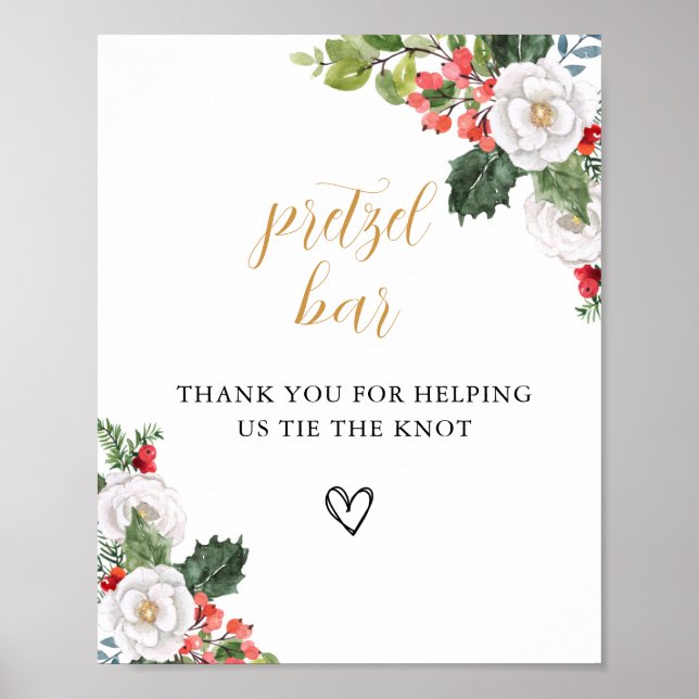 Poster Christmas Winter Pretzel Bar Bridal Shower Sign (Devant)