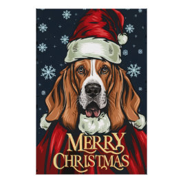 Poster Christmas with Basset Hound