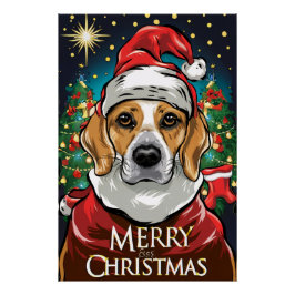 Poster Christmas with Beagle