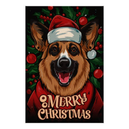 Poster Christmas with German Shepherd