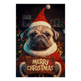 Poster Christmas with Pug