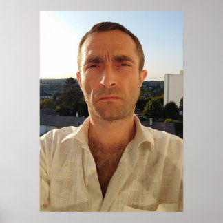 Poster Christophe LEROY Chemise blanche balcon ciel bleu 