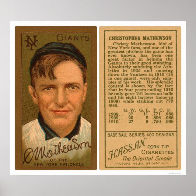 Poster Christy Mathewson Baseball 1911 (Devant)