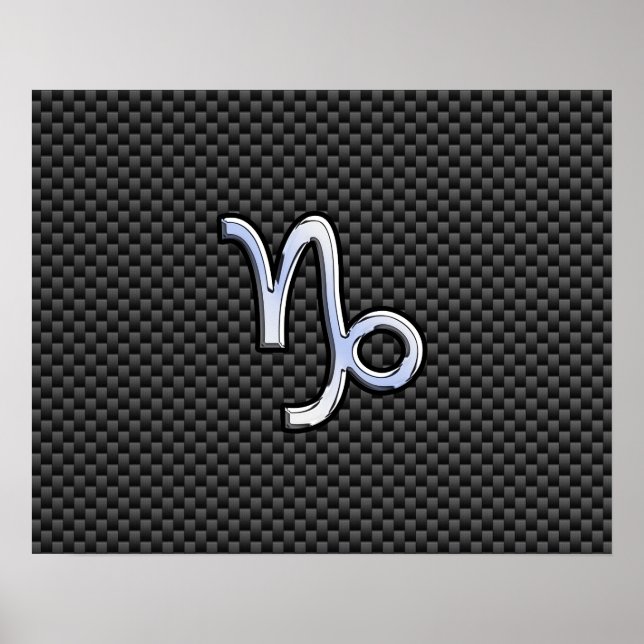 Poster Chrome comme Capricorn Zodiac Sign on Carbon Fiber (Devant)