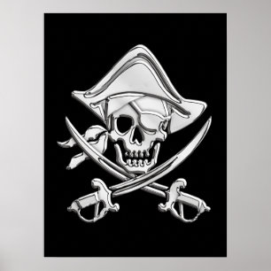 Poster Chrome Pirate Skull