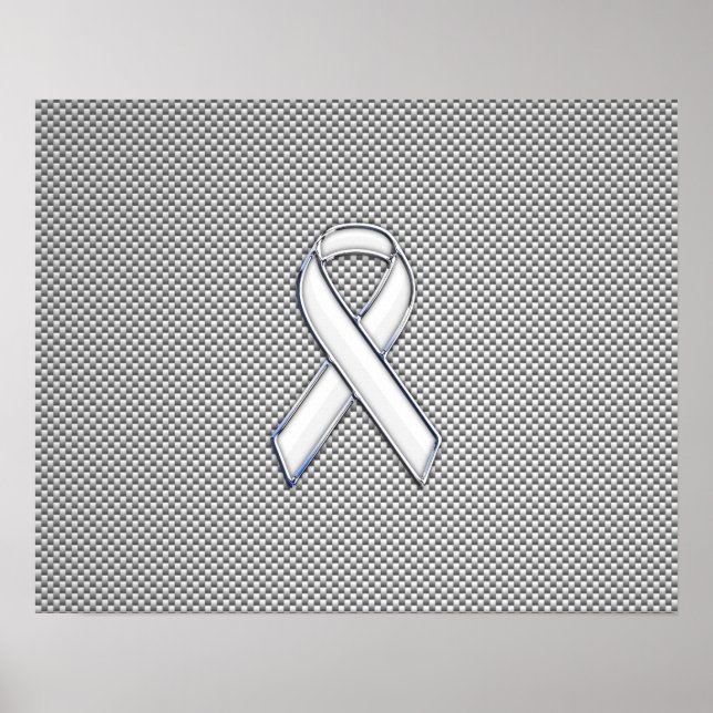 Poster Chrome White Ribbon Sensibilisation Fibre de carbo (Devant)