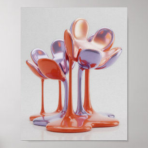 Poster Chromium Flora : La liquéfaction de la géométrie o