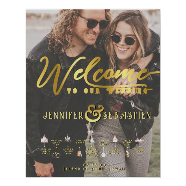Poster Chronologie de bienvenue du mariage de destination (Devant)