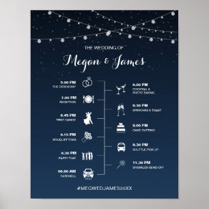 Poster Chronologie du Mariage de nuit étoilé bleu de la M