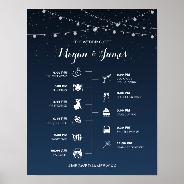 Poster Chronologie du Mariage de nuit étoilé bleu de la M (Devant)