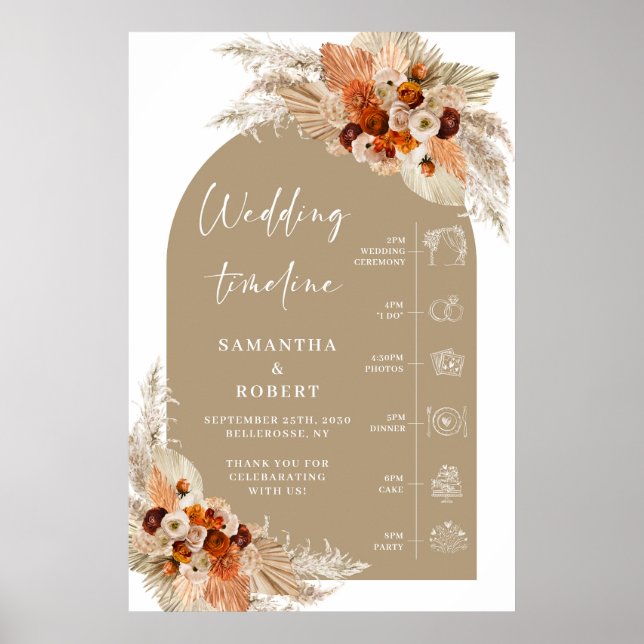Poster Chronologie du Mariage en terre cuite bordeaux ora (Devant)