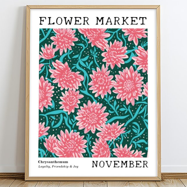 Poster Chrysanthème rose Novembre Marché aux fleurs de na (Créateur téléchargé)