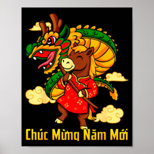 Poster Chuc Mung Nam Moi 2026 Année du Cheval Dragon Da