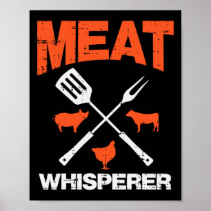 Poster Chuchoteur de Viande Drôle Barbecue Grill Bbq Gril