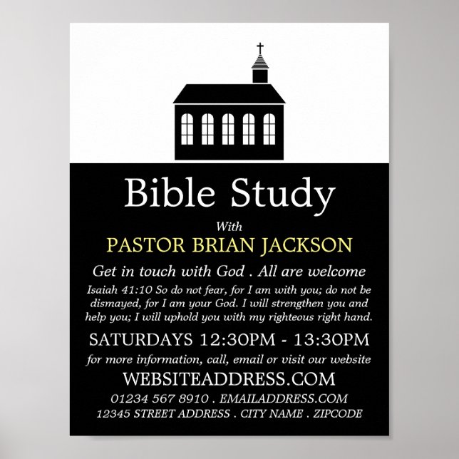 Poster Church Silhouette, Christian Bible Class Advert (Devant)