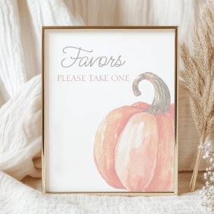 Poster Chute Aquarelle Orange Citrouille Baby shower Favo