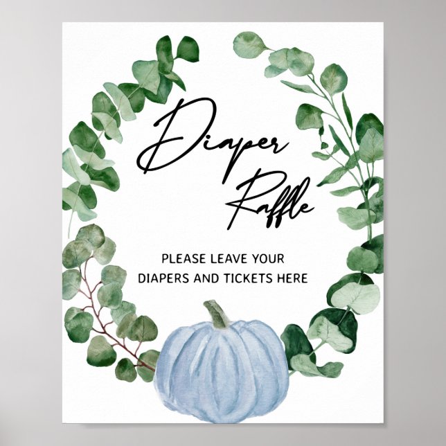 Poster Chute Bleu Citrouille Baby shower de couches Raffl (Devant)