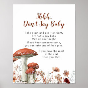 Poster Chute Boho champignons Floral Ne pas dire bébé sig