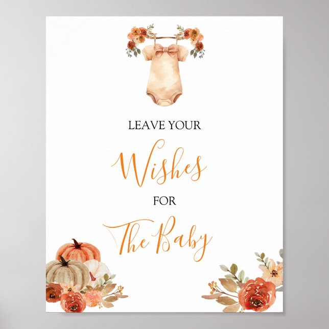 Poster Chute Citrouille Floral Vêtements de bébé Laissez  (Devant)