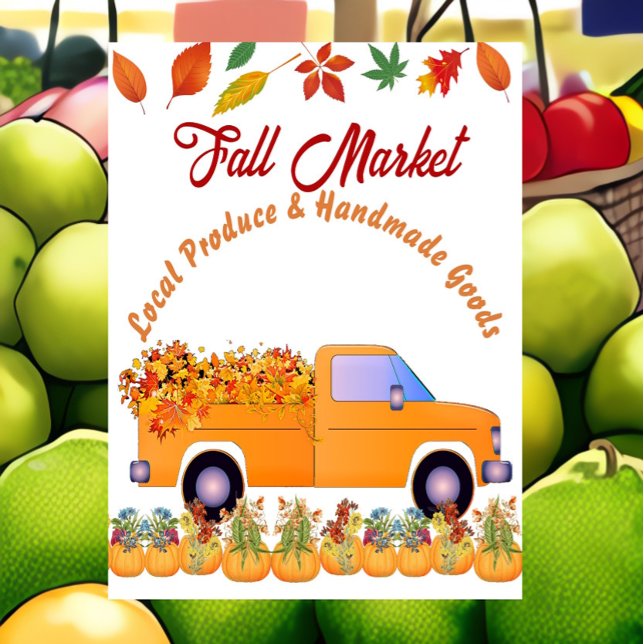 Poster Chute Citrouille Patch Farmhouse Camion artisanal (Fall Market Poster)
