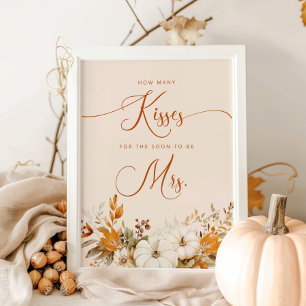 Poster Chute combien de baisers nuptiale douche jeu