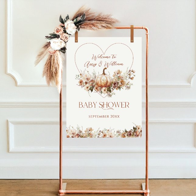 Poster Chute d'amour Citrouille Fleur sauvage Baby shower (Créateur téléchargé)