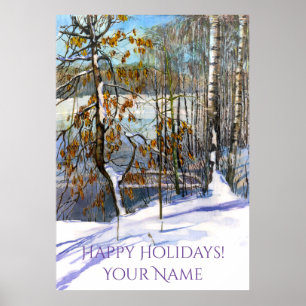 Poster Chute de neige aquarelle peinture