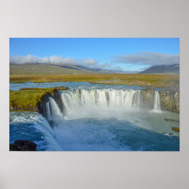 Poster Chute d'eau de Godafoss, Islande (Devant)