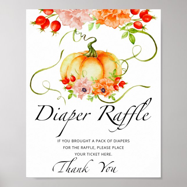 Poster Chute floral automne citrouille diaper signe de to (Devant)