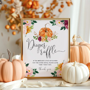 Poster Chute floral automne citrouille diaper signe de to