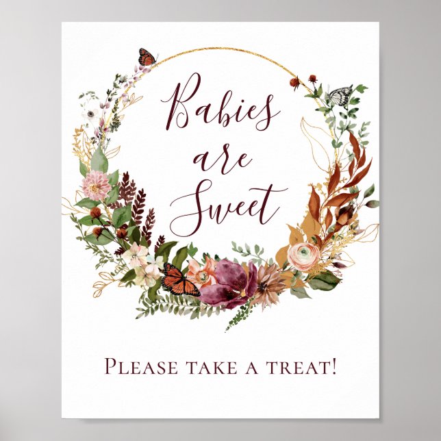 Poster Chute Floral Les bébés sont Baby showers doux (Devant)